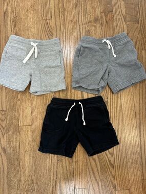 Primary Boys size 3T Cotton Drawstring Shorts - Gray & Black
